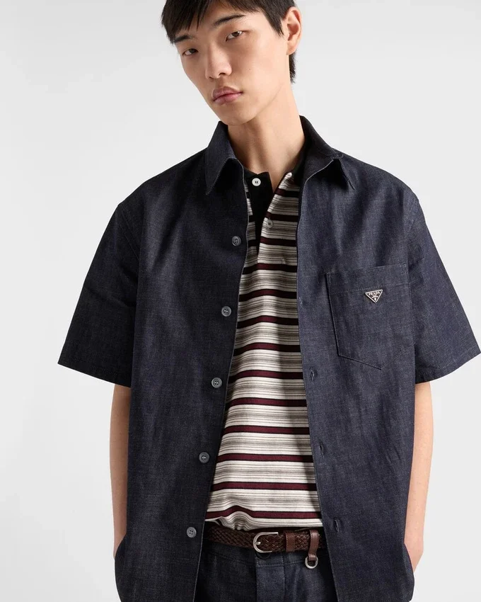 Kortärmad skjorta i chambray-denim Kortärmad skjorta i chambray-denim