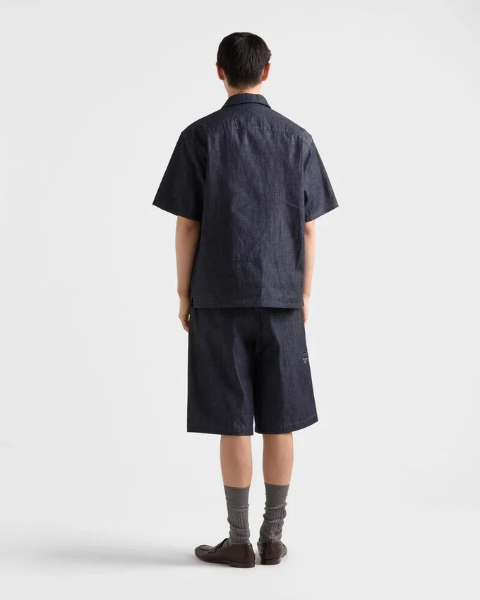 Kortärmad skjorta i chambray-denim Kortärmad skjorta i chambray-denim