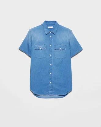Kortärmad skjorta i lätt denim
