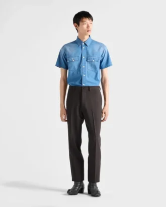 Kortärmad skjorta i lätt denim