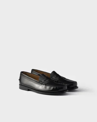 Loafers i borstat läder