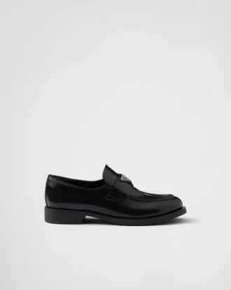 Loafers i borstat läder