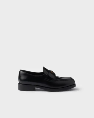 Loafers i borstat läder