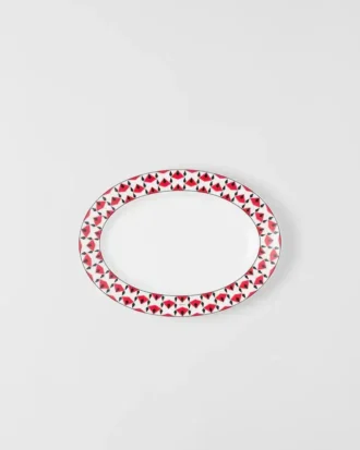Medium serveringsfat i porslin – Vienna Red