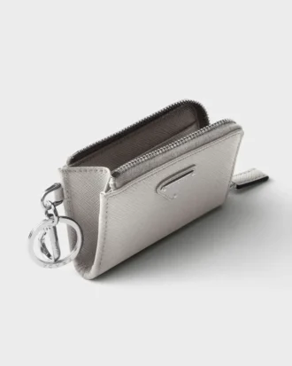 Mini-påse i Saffiano-läder med nyckelring