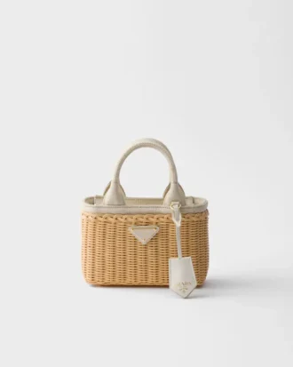 Mini-tote i korg och linneblandning