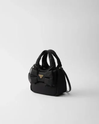 Mini-vadderad Re-Nylon-väska med rosett