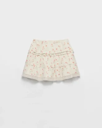 Minikjol i linne med blommönster Minikjol i linne med blommönster