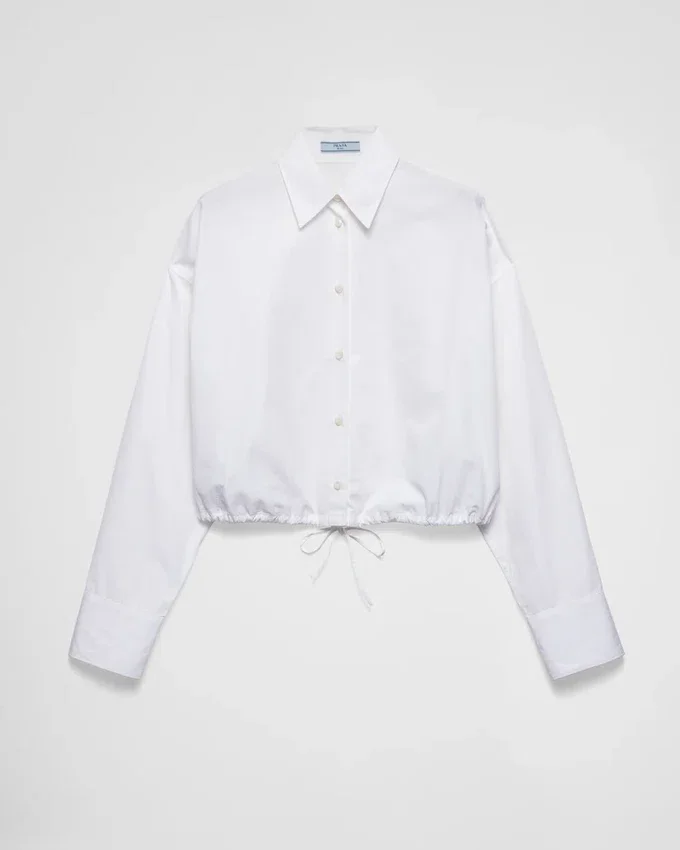 Poplin-skjorta med dragsko Poplin-skjorta med dragsko