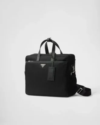Portfölj i Re-Nylon och Saffiano-läder