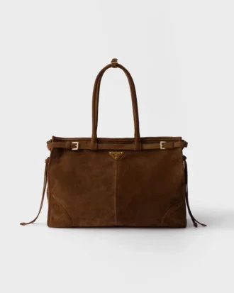 Prada Bonnie extra stor handväska i mocka