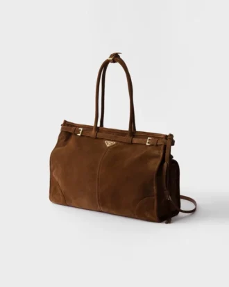 Prada Bonnie extra stor handväska i mocka