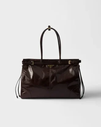 Prada Bonnie extra stor läderhandväska