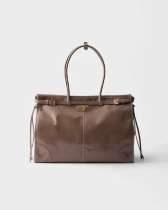 Prada Bonnie extra stor läderhandväska