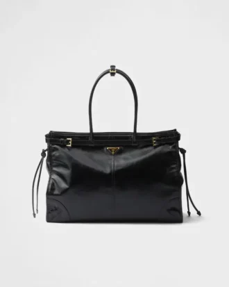 Prada Bonnie extra stor läderhandväska