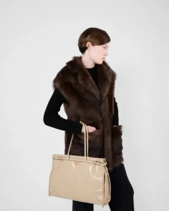Prada Bonnie extra stor läderhandväska