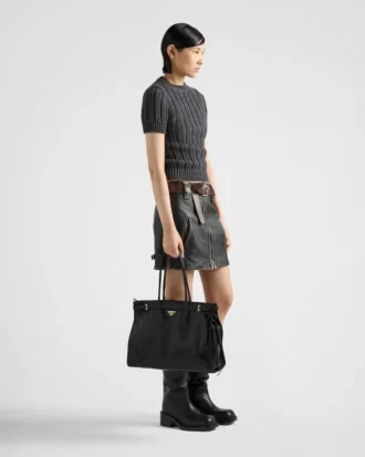 Prada Bonnie extra stor läderhandväska