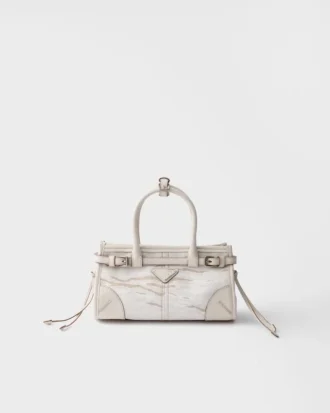 Prada Bonnie Small handväska i tryckt linne och läder