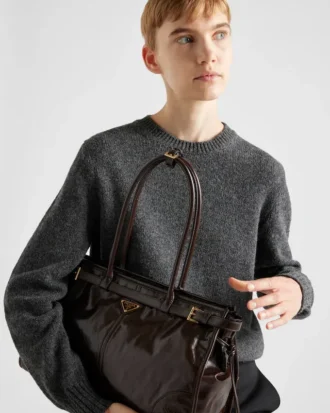 Prada Bonnie stor läderhandväska