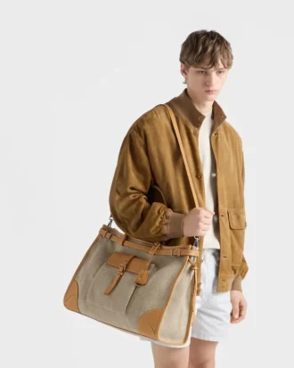 Prada Bonnie totebag i linne och läder