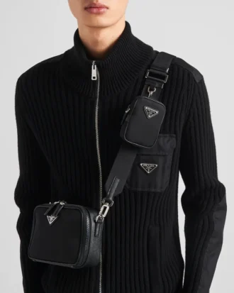 Prada Brique väska i Re-Nylon och Saffiano-läder