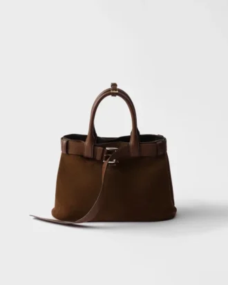 Prada Buckle Medium Suede Bag med bälte