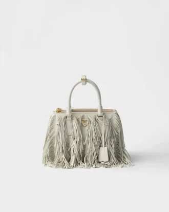 Prada Galleria liten läderväska med fransar
