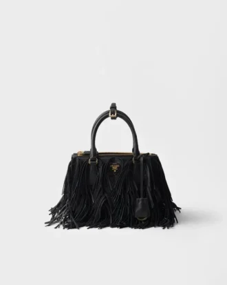 Prada Galleria liten läderväska med fransar