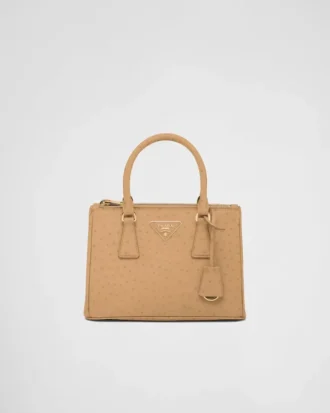 Prada Galleria liten väska i strutsläder