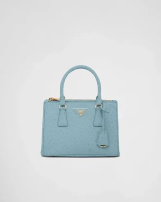 Prada Galleria liten väska i strutsläder