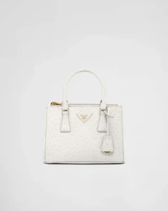 Prada Galleria liten väska i strutsläder