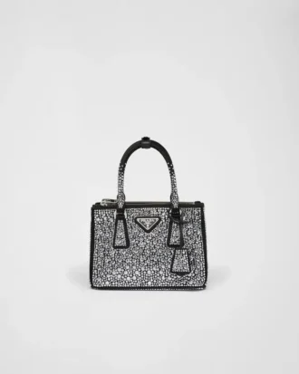 Prada Galleria Mini-väska i satin med kristaller