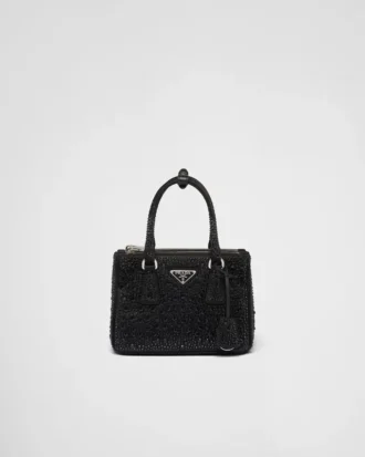 Prada Galleria Mini-väska i satin med kristaller