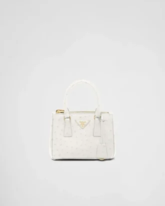 Prada Galleria Mini-väska i strutsläder