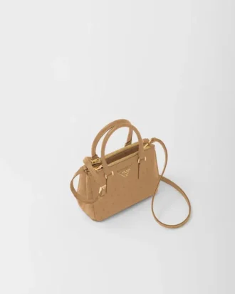 Prada Galleria Mini-väska i strutsläder