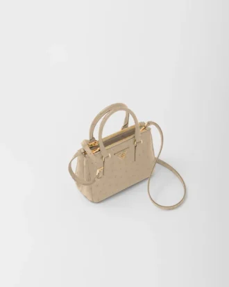 Prada Galleria Mini-väska i strutsläder