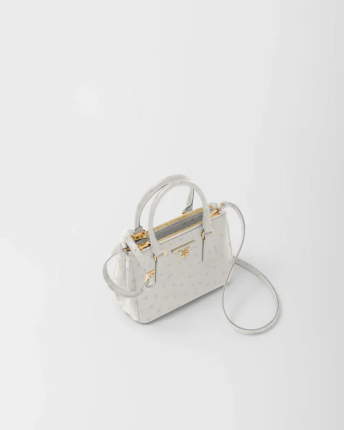 Prada Galleria Mini-väska i strutsläder Prada Galleria Mini-väska i strutsläder