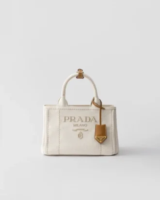 Prada Jardiniare liten handväska i linneblandning