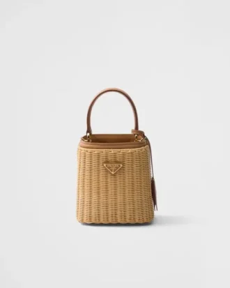 Prada Panier Mini-väska i korg och läder