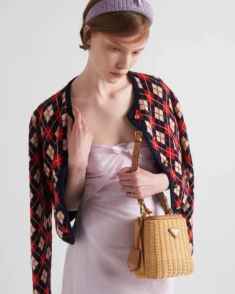 Prada Panier Mini-väska i korg och läder