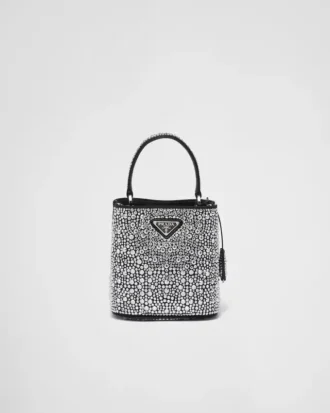 Prada Panier-väska i satin med kristaller