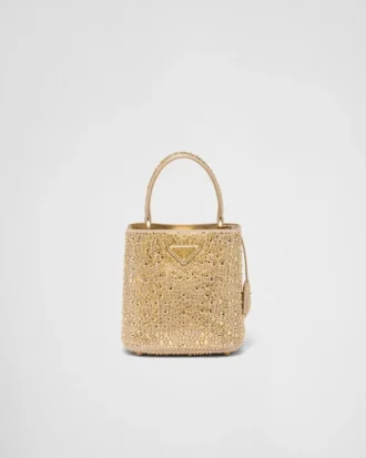Prada Panier-väska i satin med kristaller