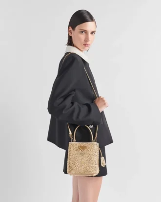 Prada Panier-väska i satin med kristaller