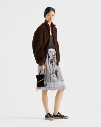 Prada Petit Sac Noir Mini-bucketväska i sammet och nappaläder