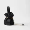 Prada Petit Sac Noir Mini Re-Nylon och nappaläder-hinkväska Prada Petit Sac Noir Mini Re-Nylon och nappaläder-hinkväska