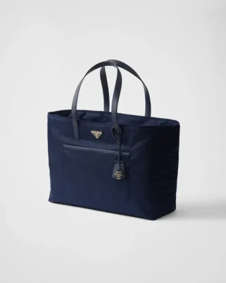 Prada Re-Edition 1978 Stor tote-väska i Re-Nylon och Saffiano-läder