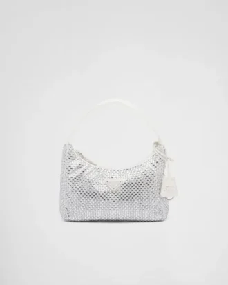Prada Re-Edition Mini Satin Bag med kristaller