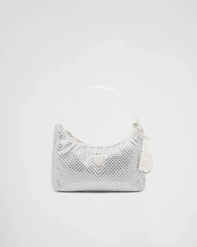 Prada Re-Edition Mini Satin Bag med kristaller Prada Re-Edition Mini Satin Bag med kristaller