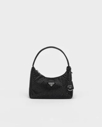 Prada Re-Edition Mini Satin Bag med kristaller