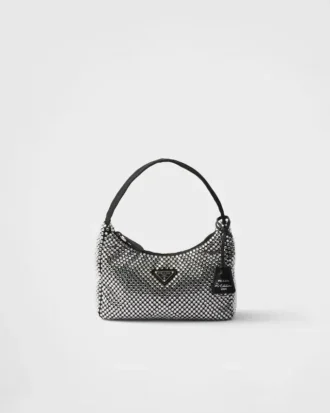 Prada Re-Edition Mini Satin Bag med kristaller